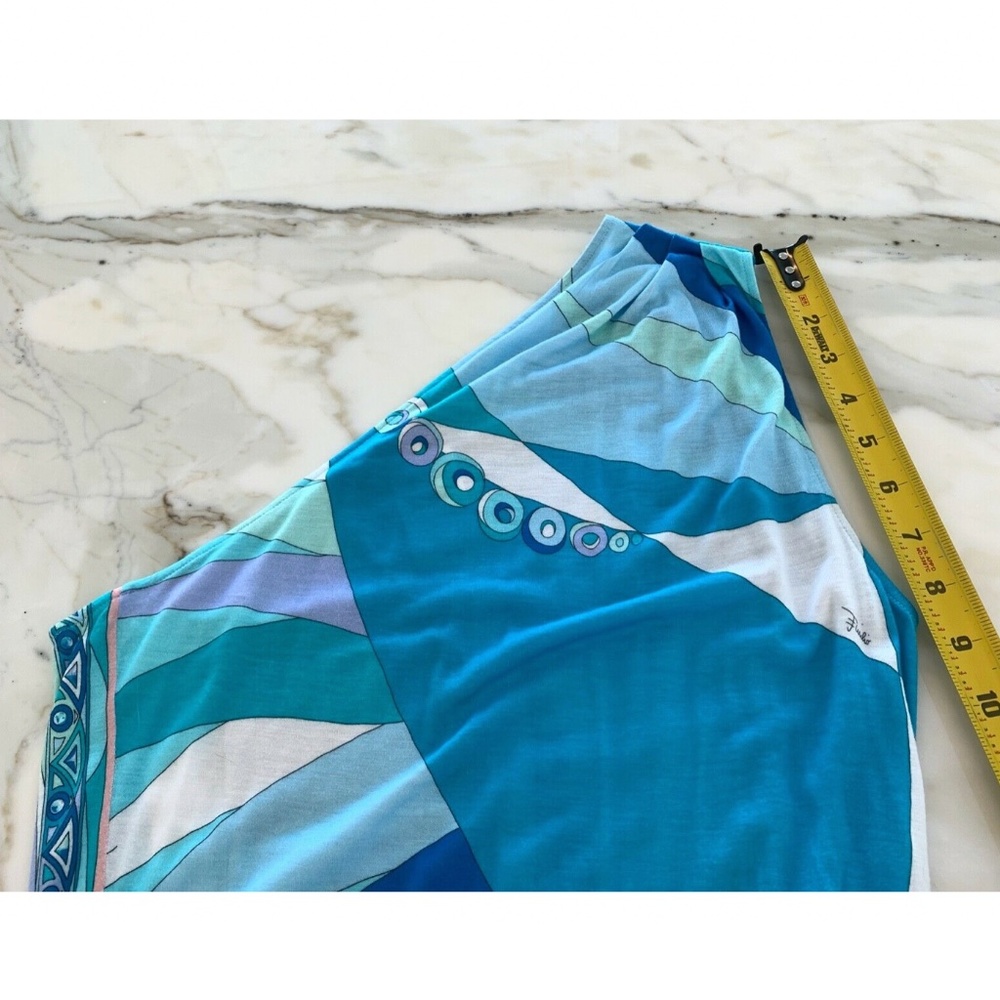 EMILIO PUCCI BLUE PRINTED ONE SHOULDER DRESS MODEL 41WH40 SiZE IT 40 / US 6 NWTS - Picture 9 of 12